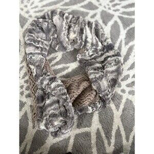 Gray and White Fuzzy Faux Fur Modena Infinity Scarf